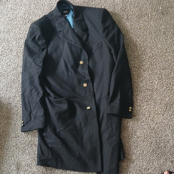 Versace Black Trench Coat with Gold Buttons - Picture 2 of 11